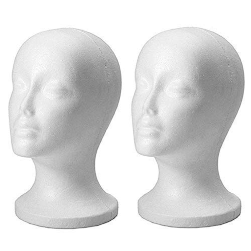 2pc Hembra Espuma de poliestireno Espuma Maniquí Cabeza Estar Modelo Monitor Peluca Poliestireno Maniquí Maniquí Cover