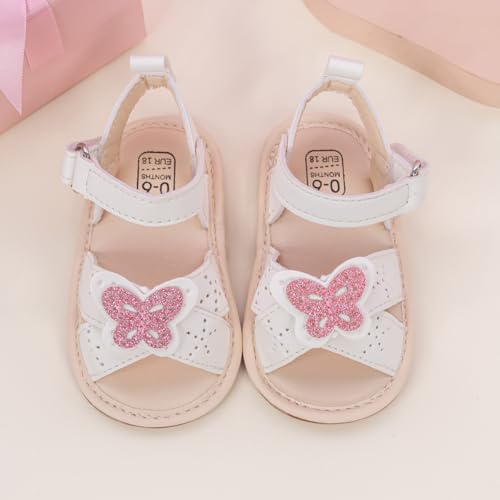Image of Babelvit Infant Baby Girl Boy Sandals Comfort Premium Summer Outdoor Casual Beach Shoes with Flower Bowknot Anti Slip Rubber Sole Newborn Toddler Prewalker First Walking Shoes