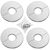 4 Piece Shower Arm Flange Stainless Steel Wall Split Flange Round Escutcheon Plate Cover Escutcheon Plate Floor for Standard Shower Head Arm Pipe(24mm/0.94in)