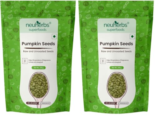 Image of Neuherbs Raw & Unroasted Pumpkin Seeds 200 gm - Kaddu Ke Beej | Rich in Fiber & Magnesium | Support Heart & Hair Health | Boost Energy | Naturally Gluten Free (Pack of 2)