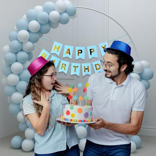 Image of Party Propz Birthday Decoration Kit for Boys - 53 Pcs Blue and White Balloons for Decoration, Pastel Balloons for Decoration, Happy Birthday Decoration Kit with Banner (Cardstock)