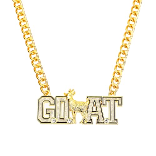 Goat Necklace Hip Hop Goat Pendant Greatest of All Time Turnover Chain For Adults Player Team Football Soccer Baseball Basketball Softball Fantasy Football