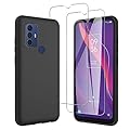 JDXHFF Cover Compatibile con TCL 305 / TCL 306 / TCL 30 SE/TCL 30E (6.52") e 2 Pezzi Pellicola Protettiva in Vetro Temperato - Nero Morbido Silicone Custodia Protettivo TPU Protezione Case Black