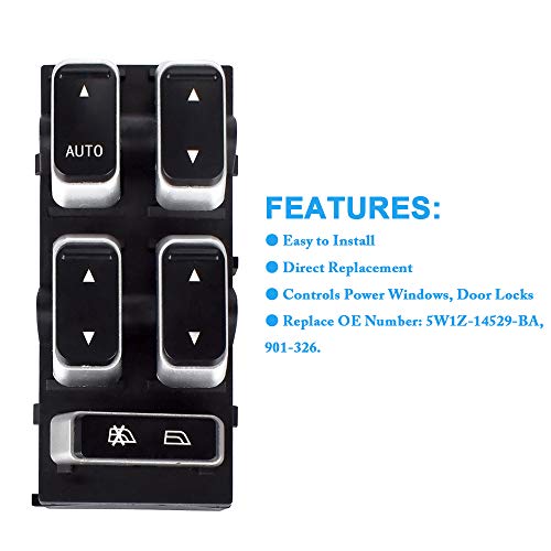 5W1Z-14529-BA Driver Side Master Power Window Switch for Lincoln Town Car 2003 2004 2005 2006 2007 2008