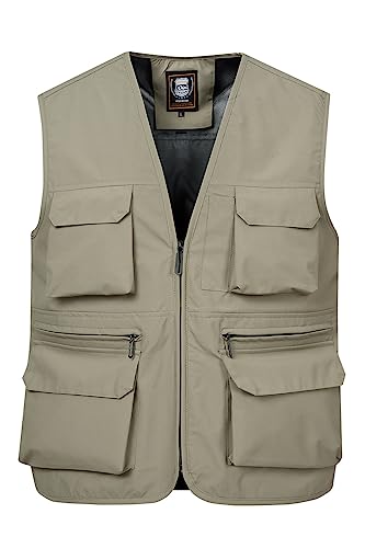 Harbrosrce Herren Sommer Outdoor Anglerwesten Multi-Taschened Freizeitweste Atmungsaktiv Schnelltrocknend Funktionsweste Ärmellose Jacke Weste für Trekking Wander
