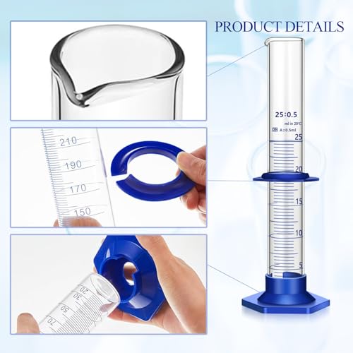 Image of 10PCS Graduated Cylinder Measuring Cylinder Thick Glass Lab Cylinders Glass Graduated Cylinder Glass Measuring Cylinder(25ML)