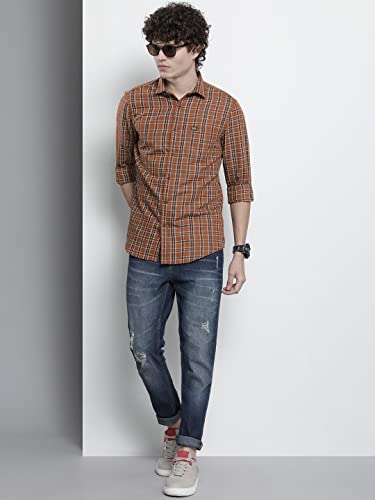 Image of The Indian Garage Co Men Regular Fit Checkered Full Sleeves Cutaway Collar Casual Shirt