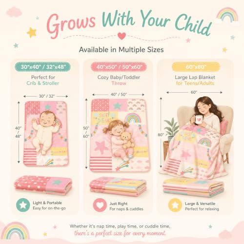 Image of Personalized Baby Blankets with Name, Custom Baby Name Blanket for Girls Boys Kids, Customized Baby Gifts for Newborn Shower, Birthday, Memorial Day, Soft Fleece