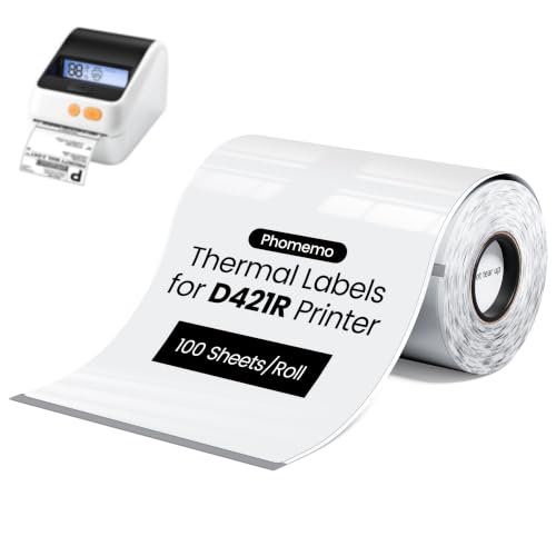 Image of Phomemo 4 inchx6 inch Thermal Shipping Labels, Transparent, 100 Sheets Per Roll