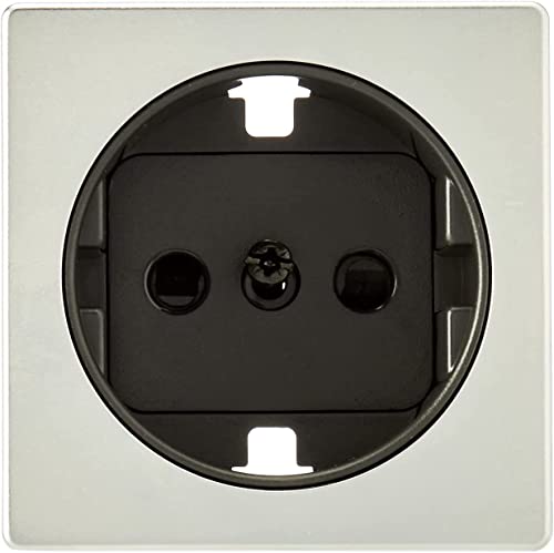 CABLEPELADO Tapa para base enchufe Schuko Simon 82 | Tapa con dispositivo de seguridad para la base de enchufe schuko | 82041-33 | 55x55 mm | 1 elemento | Acabado Aluminio | Simon 82