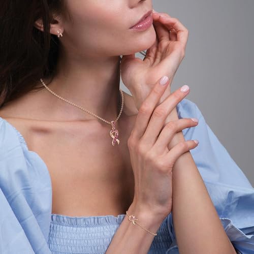 MSBLUE® Pink Ribbon Bracelet - Thoughtful Breast Cancer Gifts for Women, Sterling Silver with 14K Rose Gold Vermeil Finish & Elegant Gift Box4