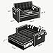 Marsail 3-in-1 Convertible Futon Sleeper Sofa Bed, Pull Out Couch with Adjustable Backrest, USB Charging & Side Pockets, Velvet Fabric Sofa for Living Room, Apartment, Loveseat, Black