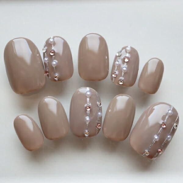 #007 グレージュネイル　ネイルチップ グレージュニュアンス♡ ネイルチップ ネイルチップ（つけ爪