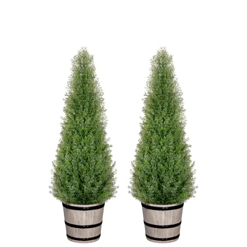 VIVATREES 3FT Artificial Cedar Topiary Trees with...