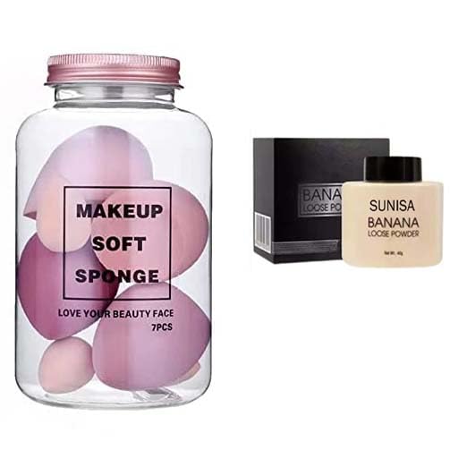 Image of SUNISA 7 Makeup Soft Sponge Jar with Banana Loose Powder