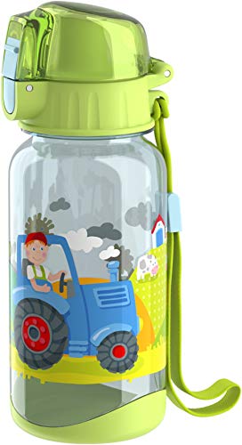 HABA 304486 - Trinkflasche Traktor, 400ml Kinder-Trinkflasche mit Traktor-Motiv in Grün für Kindergarten oder Schule, bpa freier Kunststoff, spülmaschinenfest, Hellgrün