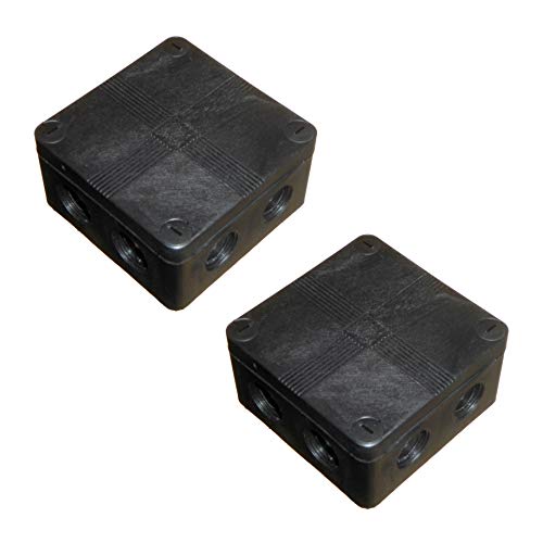 Caja de conexiones para exteriores IP66 impermeable, 91 mm x 47 mm, con bloques de conector y partes extraíbles, color negro, 2 unidades Cover