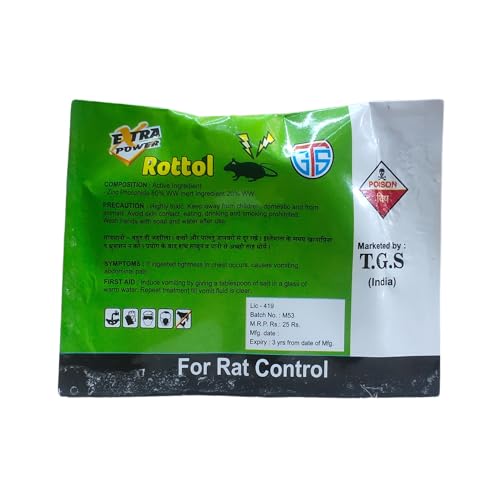 Taheri Rottol Zinc Phosphide Rat Killer Powder - EXTRA Power, 5g (Pack of 10) - Fast & Effective Rodent Control