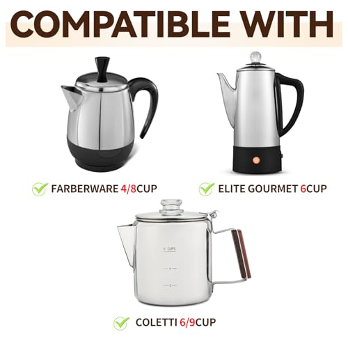 Image of Coffee Filters Compatible with Farberware Coffee Percolator, 150 Pcs Perforated Unbleached Filter Paper for Farberware 4Cup, Coletti 6Cup, Elite Gourmet 6 Cup