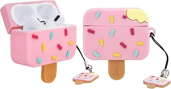 Image of Dezet Cute Soft Silicone Pouh Case for Airpods Pro GEN-2 (2022) � 3D Cartoon Animal Character Cover with Keychain Ring, Shockproof & Dustproof Protective Case for Kids & Girls (ICE Pink)