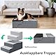 WGYTECH Haustiertreppe für Kleine Hundetreppe für Sofa und Bett aus Hochdichtem Schwamm Treppe mit Abnehmbare Waschbare Bezug Rutschfestem Boden,4 einsetzbare Stützplatten(4-Stufen)