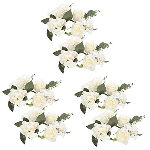 CANIGHT 6 Pz Ghirlanda Di Candelieri Mazzo Ghirlande Di Candele Arredamento Portacandele Tealight Natalizio Centrotavola Fiori Per Tavoli Ghirlanda Di Rose Artificiali Bianca Stoffa
