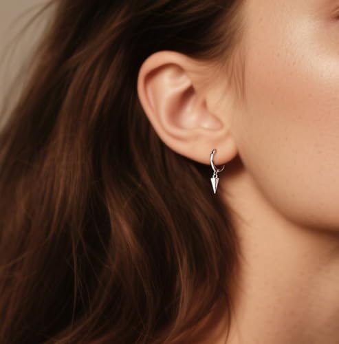 SLUYNZ 925 Sterling Silver Spike Hoop Earrings for Women Teen Girls Geometric Huggie Earrings Dangle3