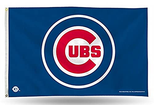 Rico Industries MLB Chicago Cubs Logo (On Blue) 3-Foot by 5-Foot Banner Flag