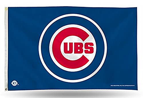 MLB Chicago Cubs Logo (On Blue) 3-Foot by 5-Foot Banner Flag