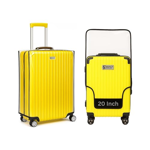 Image of Suitcase Cover 20 Inch Trolley Bag Cover Transparent PVC Suitcase Bag Cover with Zipper Dustproof Waterproof & Cabin Bag Anti-Scratch Luggage Cover for Travel Accessories, (Grey, Pack of 1, 20 Inch)