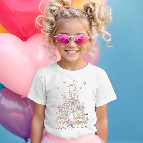Magic Kingdom Shirts for Girls Floral Magical Castle Graphic Cute Tshirt Kids Flower Holiday Vacation Trip Tee Tops4