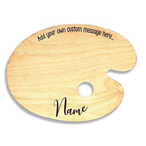 Personalized Wooden Paint Palette Art Pallet for Painting Artist Wood Palettes for Acrylic Oil or Watercolor Painting Custom Message and Name Pallet Birthday Gifts for Artists Painter