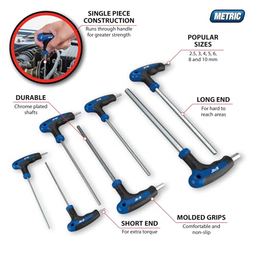 Image of Performance Tool W1712 Metric T-Handle Hex Key Set, 7-Piece