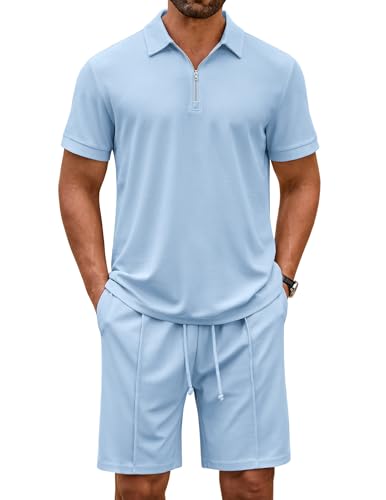 COOFANDY Men's Polo Shirt and Shorts Set 2 Piece Outfits Fashion Summer Casual Tracksuits