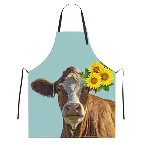 Cow Apron Cooking Aprons for Women With Pockets Men Chef Kitchen Apron Cute Waterproof Plus Size Aprons for Adults