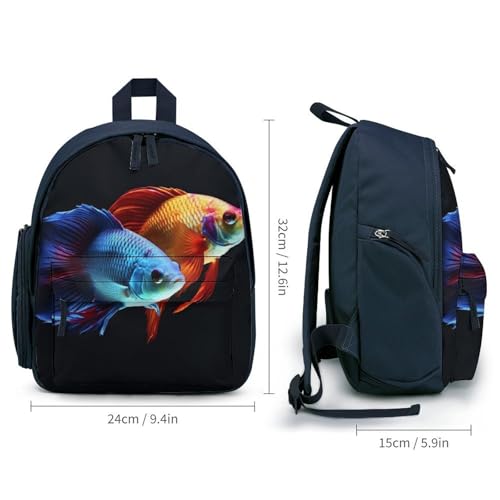 Colorful Fish Backpack for Men Women, Durable Small Bookbag Lightweight Daypack for Travel, Hiking, Blue-style2