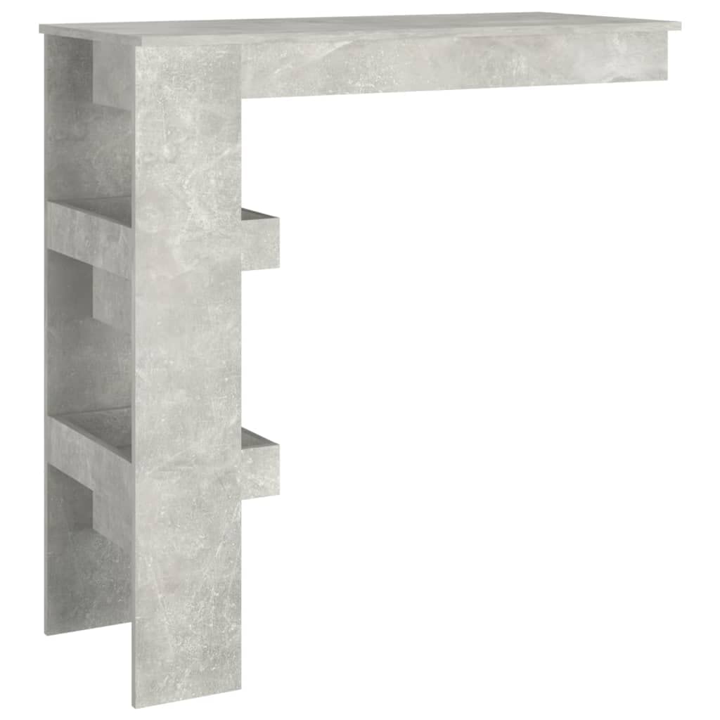 Ścienny stół barowy, szary betonowy, 102 x 45 x 103,5 cm, materiał drewnopochodny z 2 schowkami – stylowy stół dla gości i wytrzymały stół do salonu na napoje i akcesoria barowe