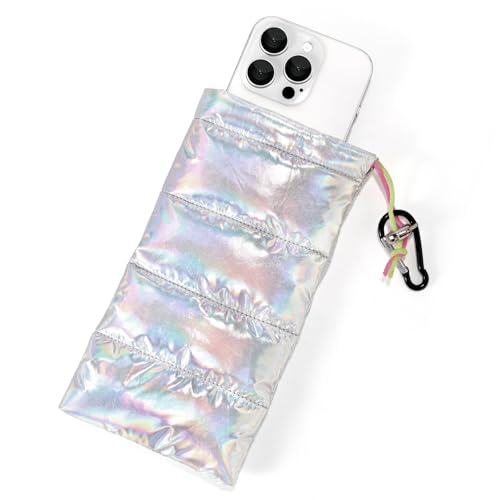 Lyreh Thermo-Telefonhülle, 19x10,5cm Thermo-Handytasche aus Daunenbaumwolle mit Kordelzug und Karabinerhaken für Schutz vor Überhitzung und Gefrieren(Irisierendes Silber) Lyreh Thermo-Telefonhülle, 19x10,5cm Thermo-Handytasche aus Daunenbaumwolle mit Kordelzug und Karabinerhaken für Schutz vor Überhitzung und Gefrieren(Irisierendes Silber)