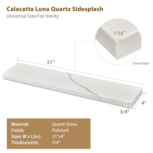 Eqloo SQ99 21 Inch W X 4 Inch H Quartz Sidesplash For Bathroom Vanity Sink Top thumb #6