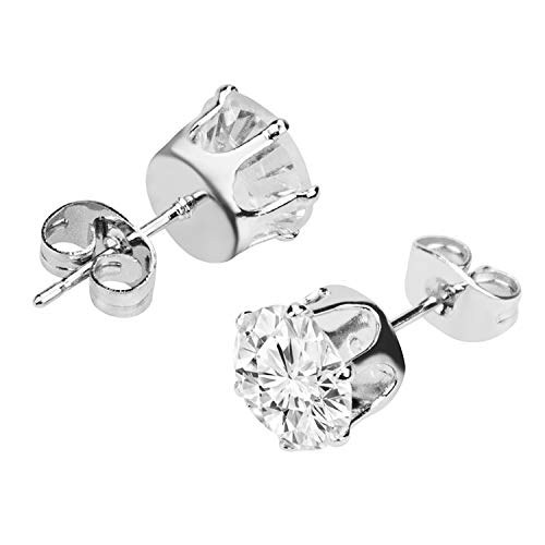 Hedume 60 Pack Cubic Zirconia Stud Earring, 6 Sizes Round Clear Earring Studs Set for Women and Men (60 Pack, 30 Pairs)3
