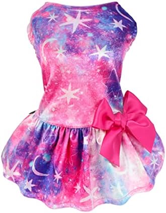 Fitwarm Mothers Day Dog Dresses, Lightweight Velvet Dog Clothes for Small Dogs Girl, Holiday Theme Outfit, Cat Apparel, Purple, Medium