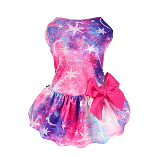 Fitwarm Mothers Day Dog Dresses, Lightweight Velvet Dog Clothes For Small Dogs Girl, Holiday Theme Outfit, Cat Apparel, Purple, Medium #TOP8