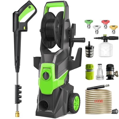 Lavadora de alta presión de 3000 W, 150 bar, presión de trabajo, caudal de 540 l/h, lavadora a presión móvil, lavadora a presión con boquilla ajustable, limpiador eléctrico de alta presión para
