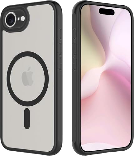 Image of REALCASE Polycarbonate Back Case Cover For iPhone 16E | Compatible With Magsafe | Camera Protection | Hard Crystal Clear Back | Shockproof Bumper Cover Case For iPhone 16E (Clear Black)