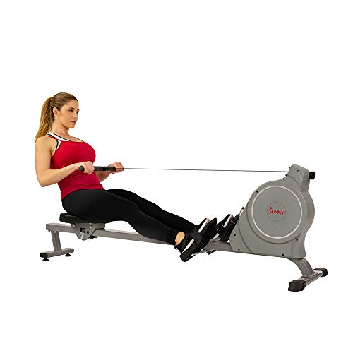 Sunny Health & Fitness Magnetic Rowing Machine Rower, 5.5lb Flywheel and LCD Monitor