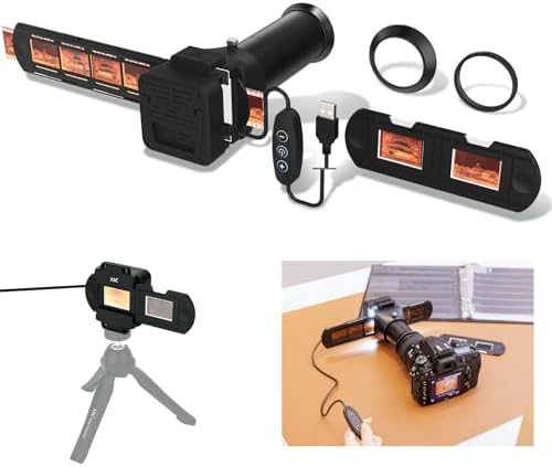 JJC 35mm Photo Slide and Negative Film Digitizing Adapter Set, 135 Slide and Negatives Film Digitizer Converter Copying Scanning with 10-Levels Brightness LED Backlight and Holder