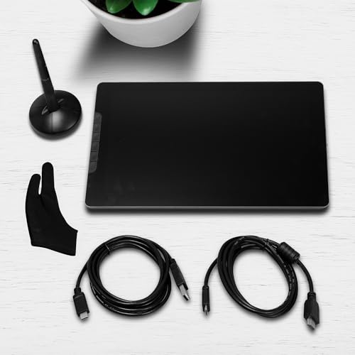 Image of AIWaft Pentab 13.3 inch FHD Display, 8H Glass, Battery-Free Pen, 8192 Pressure, ±60 Tilt, 266 PPS, HDMI & USB-C - for Digital Writing, Graphic Design, Teaching - Supports Windows, Mac, Android