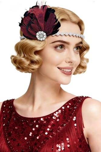 BABEYOND Bandeau à plumes style années 1920-1920 – Accessoire de Gatsby le Magnifique pour femme, coiffe Charleston style années 1920, accessoire de...