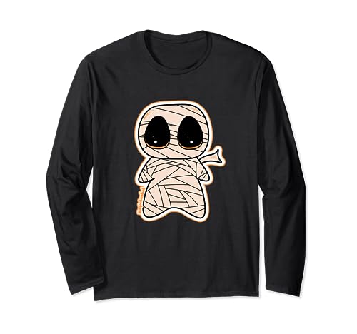 Spoopy Yami Kawaii Mummy, Sweet Little Halloween Monster Long Sleeve T-Shirt, Black