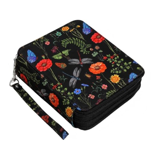 Image of 72 Slots Colored Pencil Case Organizer, 3 Layer Bag | Twill Oxford fabric, 75 elastic loops, detachable handle, for travel, home storage, drawing tools, creative gifts